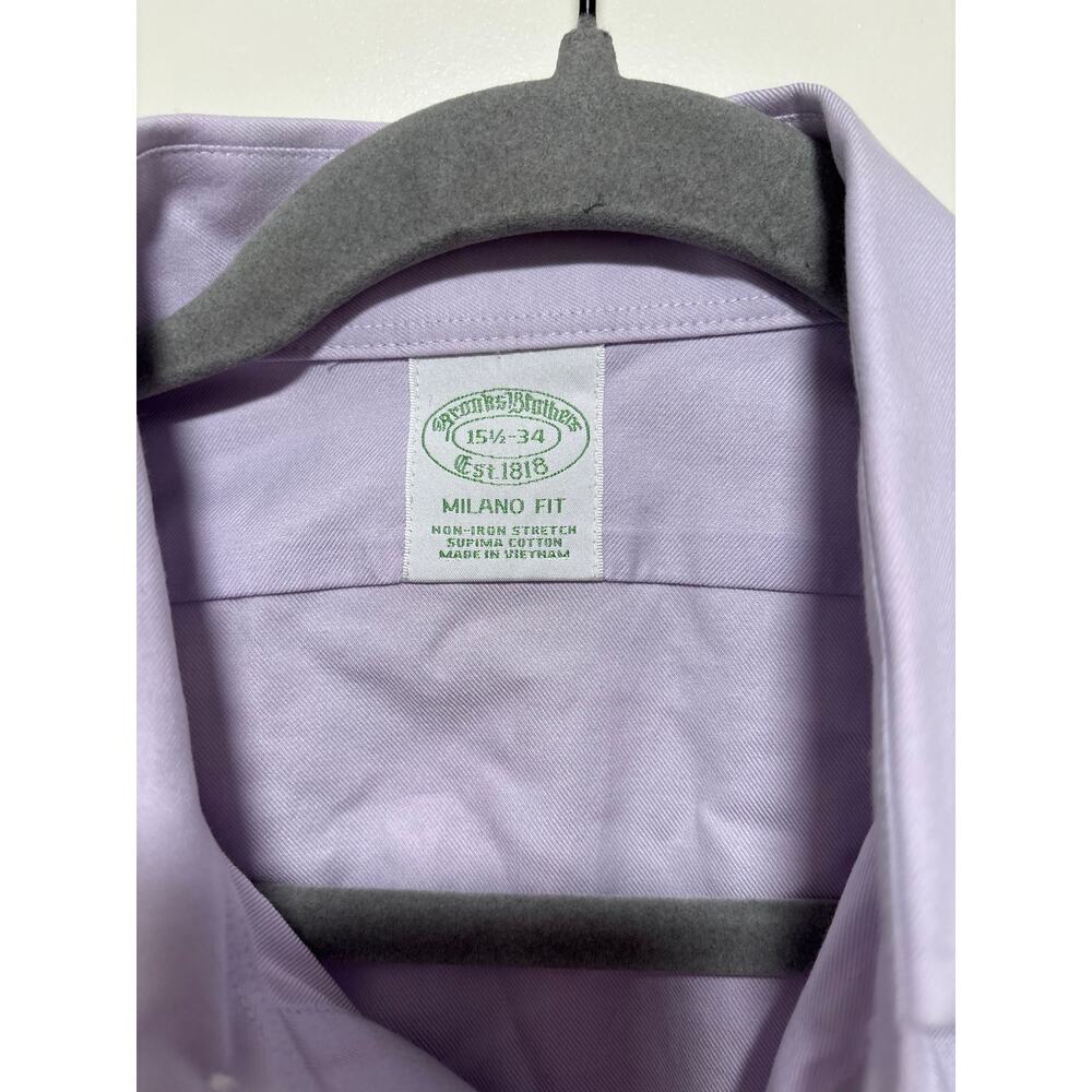 Brooks Brothers Milano Fit Lavender Button Down Shirt 15.5 - Picture 3 of 7
